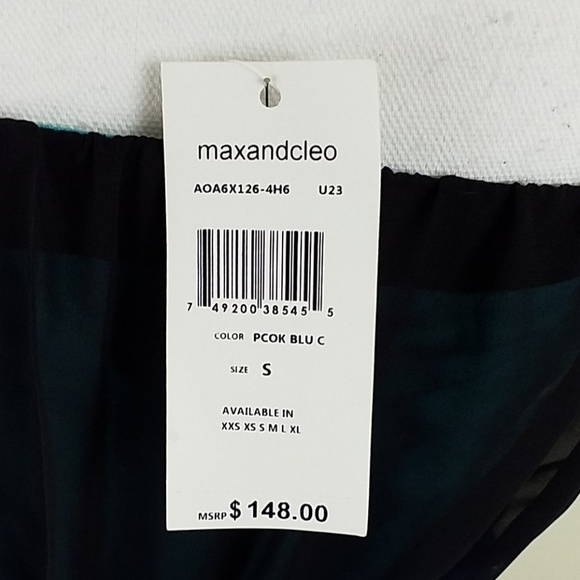 Max & Cleo~Size S~Blue/Green Asymmetric Dress NWT. - Picture 3 of 11